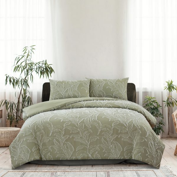 KIAH CLIPPED TUFTED JACQUARD QUILT COVER SET