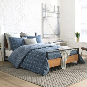 HOLDEN GRID QUILT COVER SET - INDIGO
