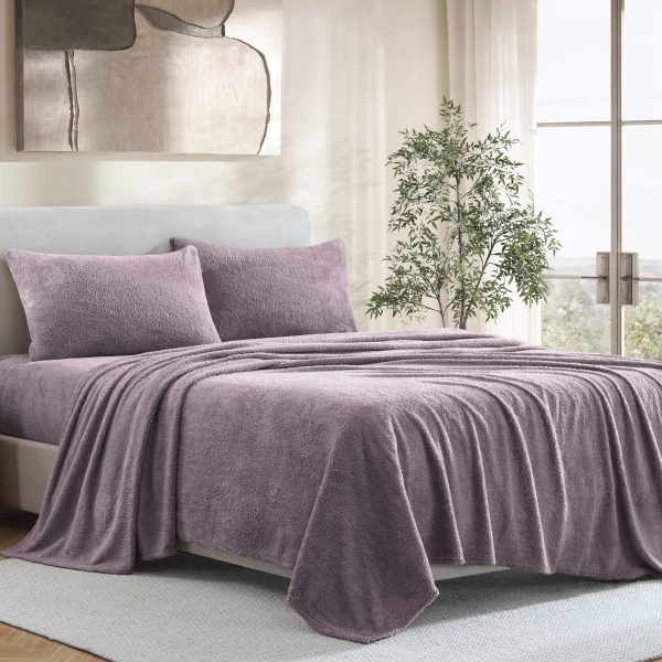 TEDDY FLEECE SHEET SET IN MAUVE